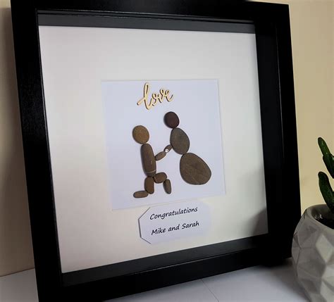 Engagement Framed Pebble Art Pebble Art Picture Personalised