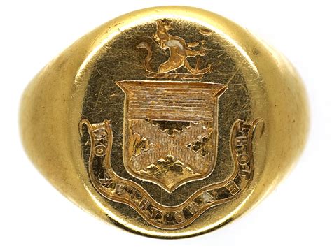 Victorian 18ct Gold Signet Ring With Crest Intaglio 864k The