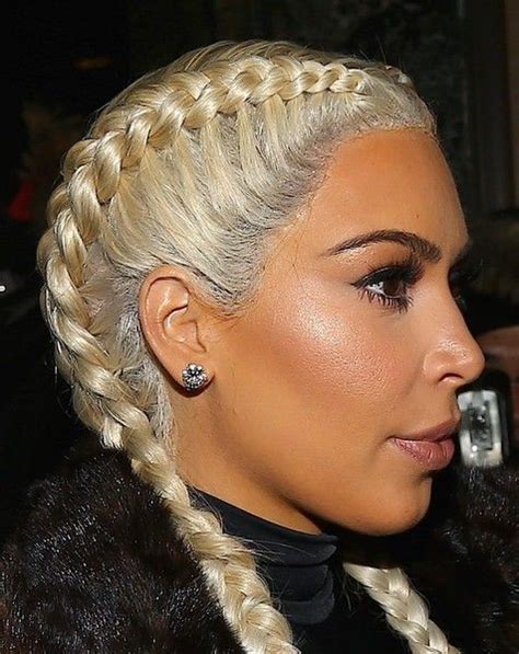 French Braid Lookbook Kim Kardashian Wearing French Braid 8 Of 10