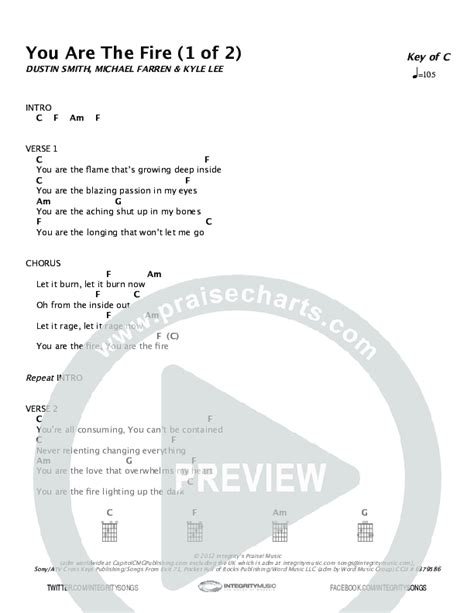 You Are The Fire Chords Pdf Dustin Smith Praisecharts