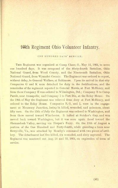 144th Ohio Infantry Soldier Roster Civil War Index