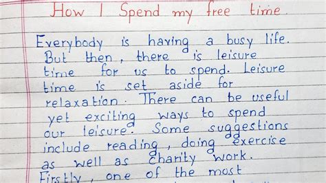 Write An Essay On How I Spend My Free Time Essay Writing English Youtube