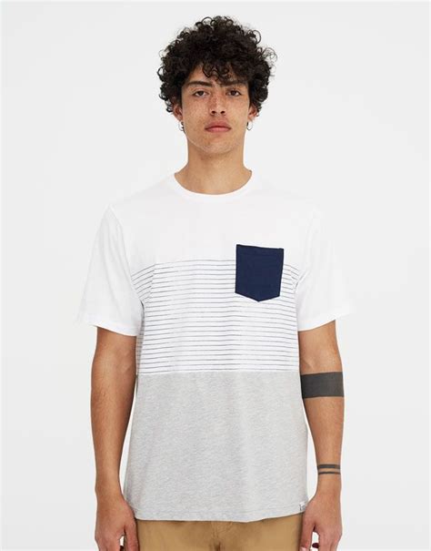 Playera Manga Corta Paneles Bolsillo PULL BEAR Ropa Playeras