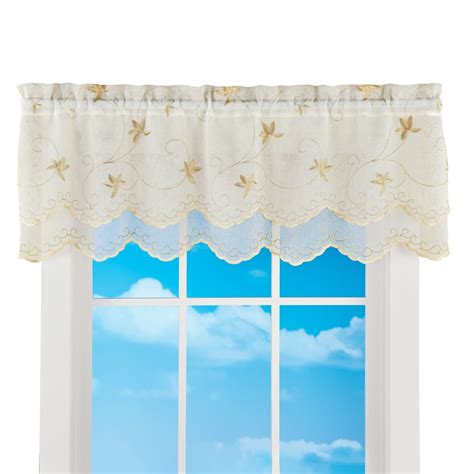 Collections Etc Emb Double Scallop Valance Ivory Valance