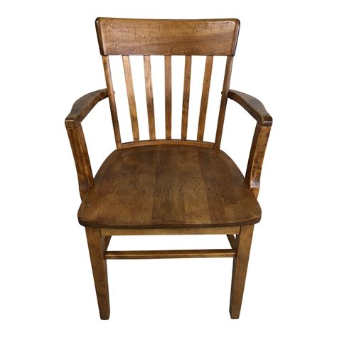 Vintage Maple Wood Desk Chair With Arms Chairish