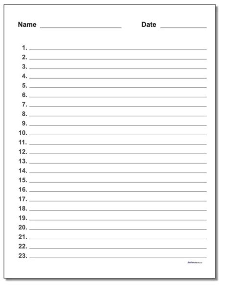 Printable Lined Paper With Numbers Get What You Need For Free