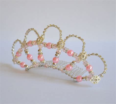 Pink Silver Rhinestone Handmade Crystal Tiara Bridal Tiara Etsy