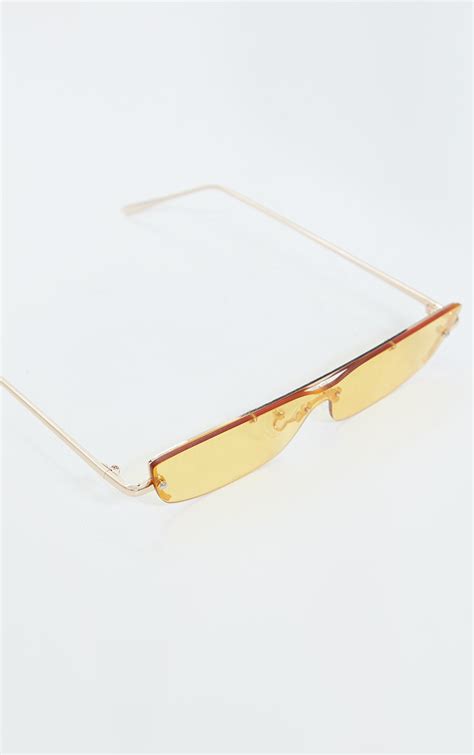 Yellow Lens Squashed Square Sunglasses Prettylittlething Usa