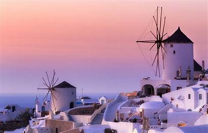 Greece Oia Santorini Windmills Aegean Mill Desktop