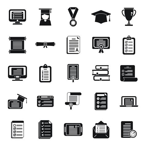 Final Exam Icons Set Simple Vector Student College 8648504 Vector Art