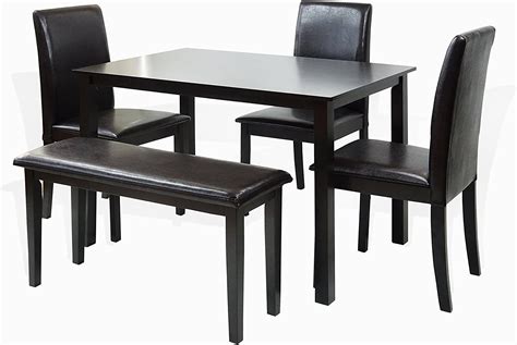 Dining Kitchen Set Of 5 Rectangular Table And 3 Side