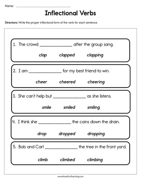 Inflectional Verbs Worksheet Have Fun Teaching Verb Worksheets