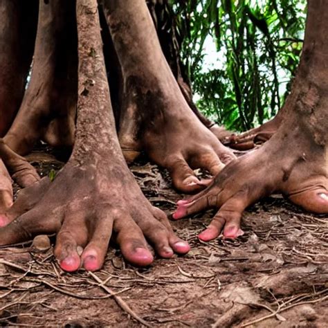 Remote Amazon Tribe With Hands As Their Feet Climbing Stable