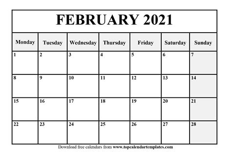 Download or print this free 2021 calendar in pdf, word or excel format. Free February 2021 Calendar Printable (PDF, Word)