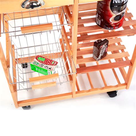 This cart has a two door cabinet with an adjustable shelf within and utility drawer on metal drawer slides. Kitchen Rolling Island Cart Trolley Dining Storage Cabinet ...