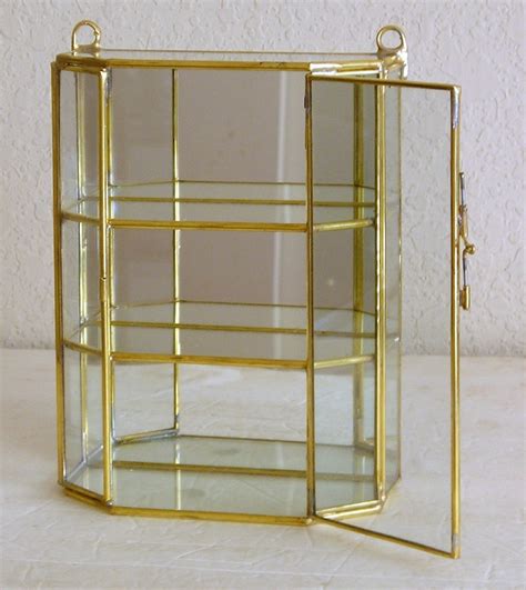 8 Brass And Glass Mirrored Small Display Curio Cabinet Etsy
