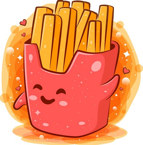 French Fries Kawaii Cartoon Character 4859122 Vector Art At Vecteezy