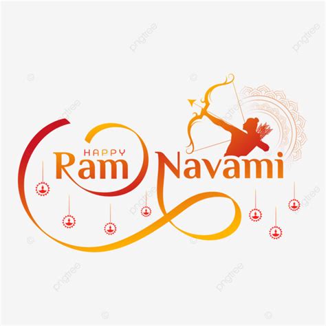 Happy Ram Navami Calligraphy Lettering And Rama Illustration Vector