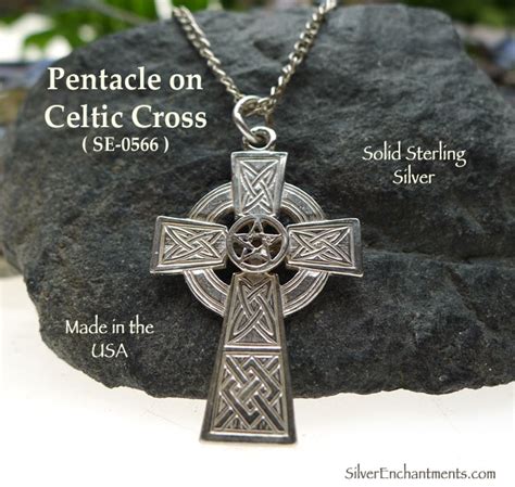 Sterling Silver Pentacle On Celtic Cross Pendant Christo
