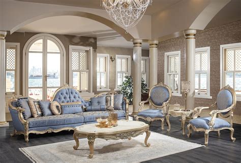 Casa Padrino Luxury Baroque Living Room Set Light Blue White