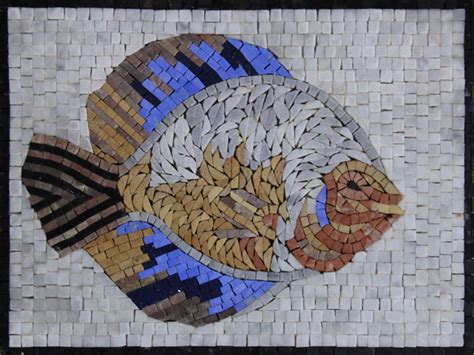 An544 Beautifully Colored Fish Mosaic Mosaic Marble