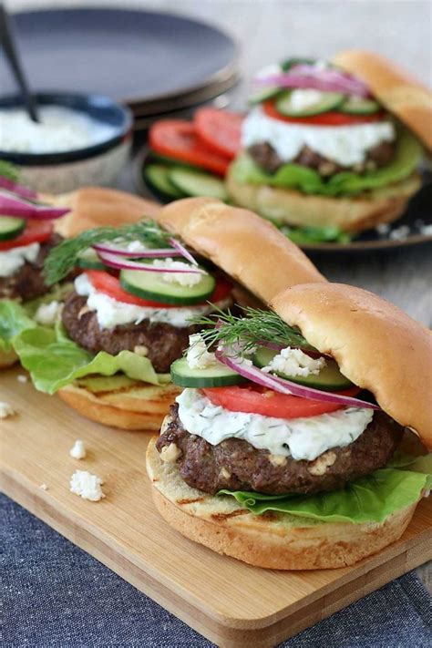Greek Burger With Feta And Tzatziki Healthy Delicious