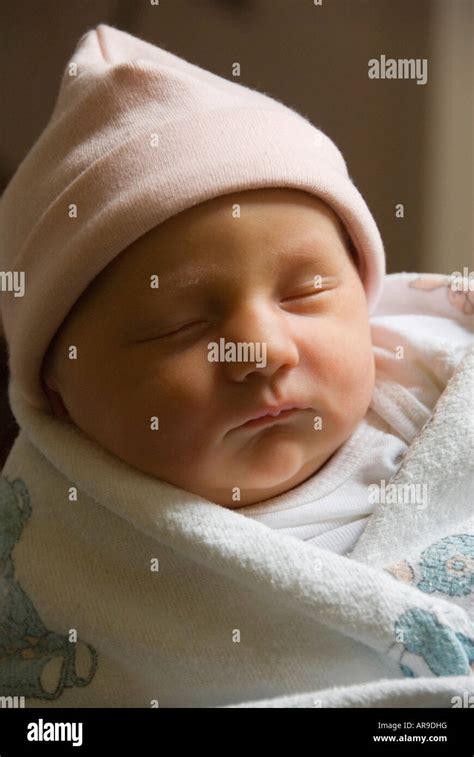 New Born Baby Girl Sleeping Stock Photo Alamy