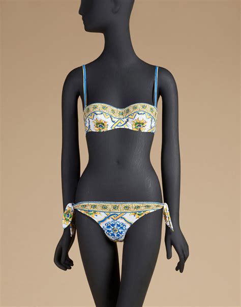 Padded Balconette Bikini Top And Brief With Bows Dolce Gabbana Online