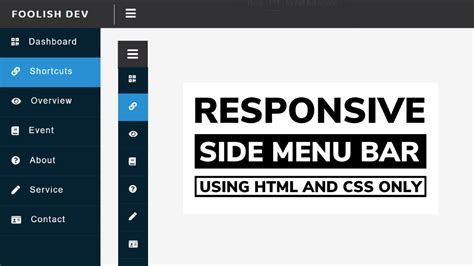 Responsive Sidebar Menu Using Html Css And Javascript Youtube