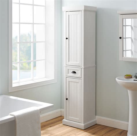 Crosley Seaside Tall Linen Cabinet White Linen Cabinet Bathroom