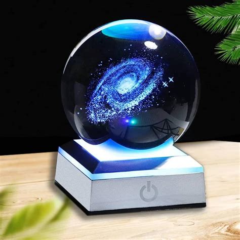 Led Light Galaxy 3d Crystal Globe Planets Celestial Glass Etsy