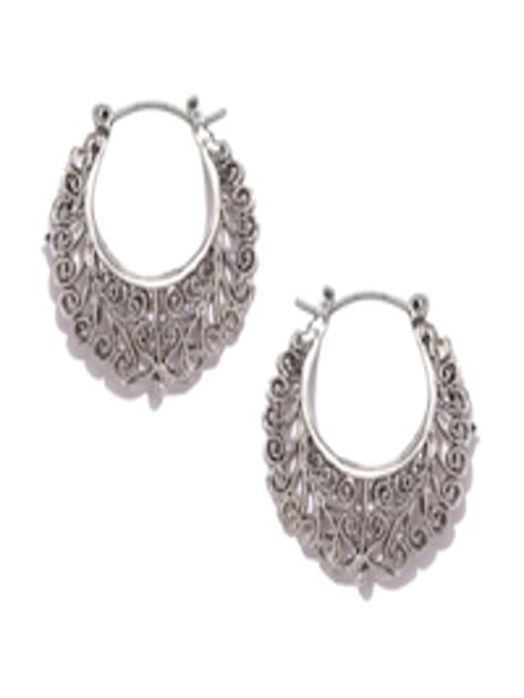 Buy Shining Diva Fashion Silver Toned Contemporary Hoop Earrings Earrings For Women 2395050