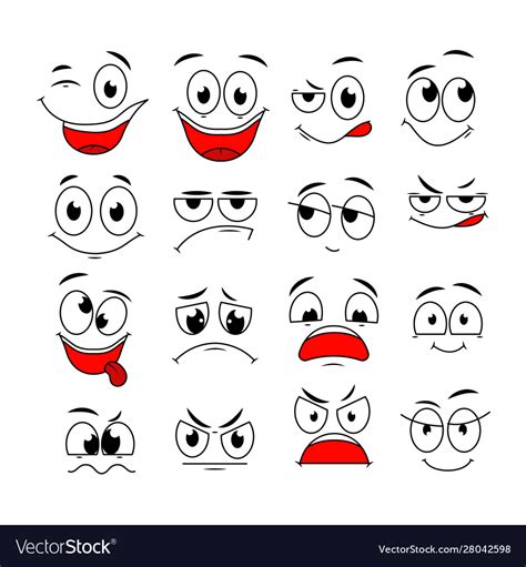 Cartoon Expressions Cute Face Elements Eyes Vector Image