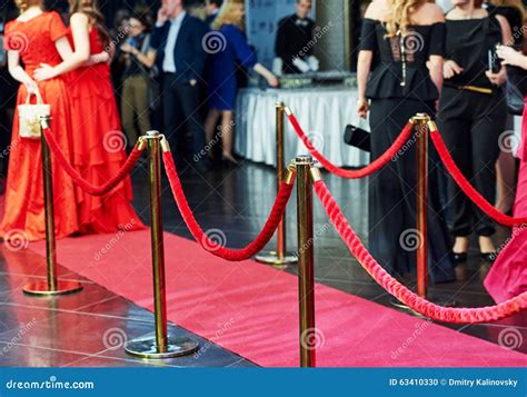 Red Carpet Entrance With Golden Stanchions And Ropes Celebrity