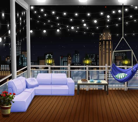 Ext Cozy Balcony 2 Night Cute Background Pictures Anime