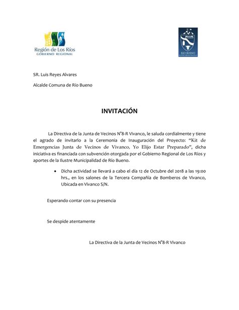 Modelo De Carta De Invitacion Para Alcalde Kulturaupice