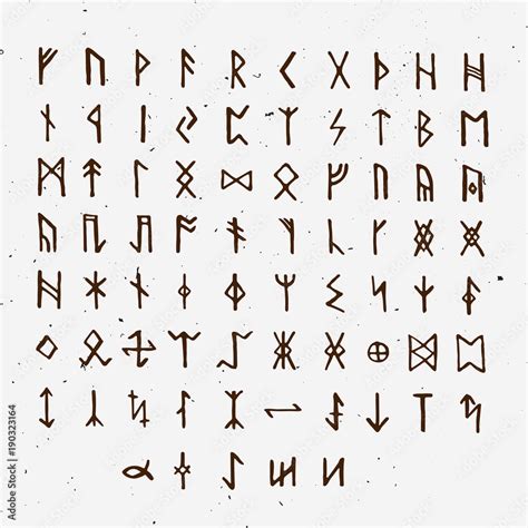 Plakat Set Of Old Norse Scandinavian Runes Runic Alphabet Futhark