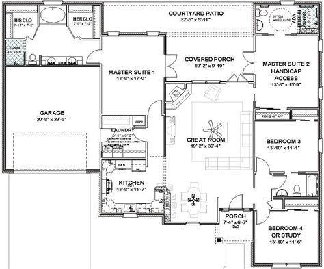 Two master suite house plans are all the rage and make perfect sense for baby boomers and certain other living situations. plete House Plans 2306 sq ft 2 masters ADA bath | Single ...