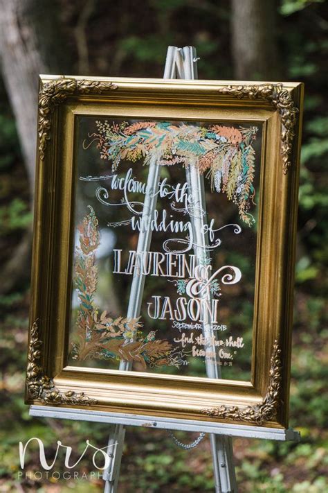 Welcome Wedding Sign On Framed Mirror Hand Painted