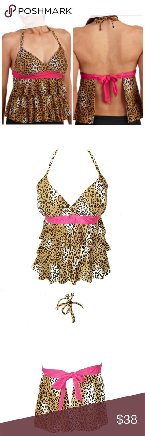 Catalina Leopard Print Tankini Top Open Back Xl Leopard Print Tankini Printed Tankini Fashion