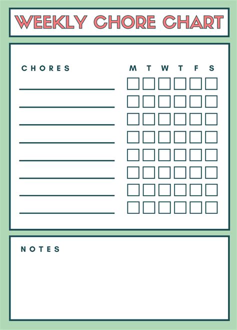 Free Printable Weekly Chore Chart Template Free Printable Templates