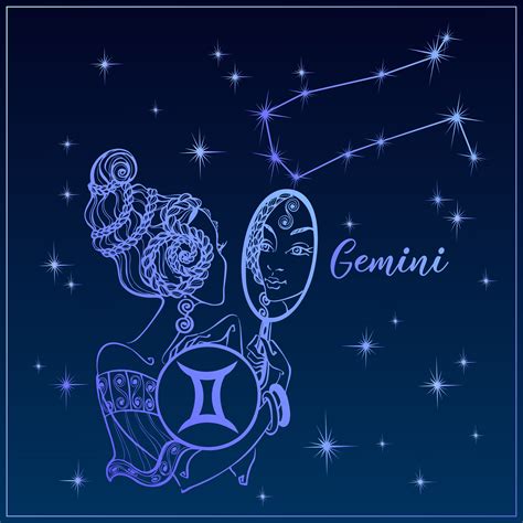 Image gemini-4 : Zodiac sign Gemini a beautiful girl. The Constellation of Gemini. Night ...