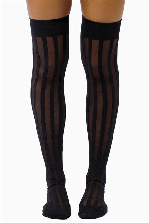 Sheer Stripes Stockings In Black 16 Tobi Us