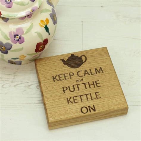 Solid Oak Teapot Stand Keep Calm And Put The Kettle On Etsy