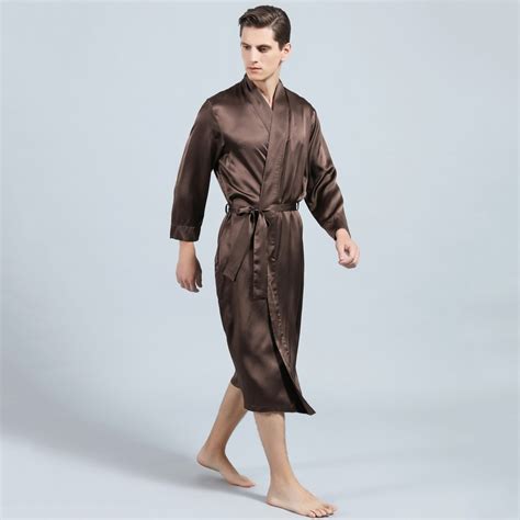 Mens Long Mulberry Silk Robe Bathrobes