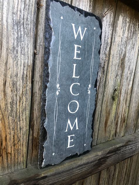 Outdoor Welcome Sign Slate Welcome Sign Outdoor Sign Etsy