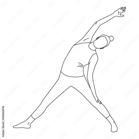 Vetor De Line Art Of Woman Exercising In Leteral Trunk Stretching Vector Girl Spreading Her