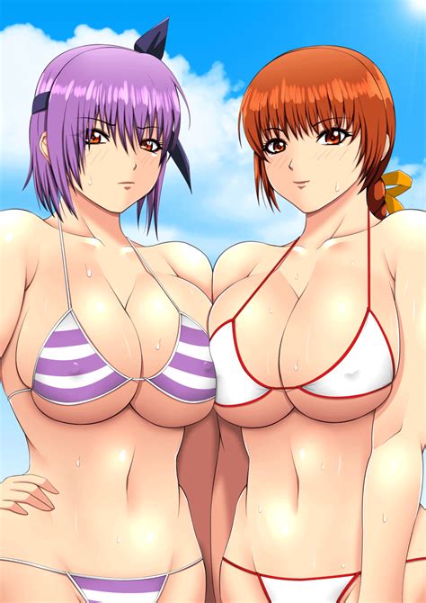 Moyashi Ayane Doa Kasumi Doa Dead Or Alive Highres 2girls Bikini Breasts Cleavage