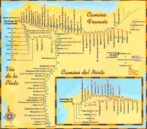 Path Summary View A Larger Camino De Santiago Map Above Is The Main Map