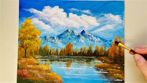 Autumn Landscape Painting Acrylic Painting Tutorial Youtube